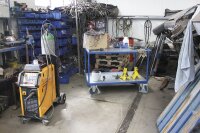 VARIOfit Schwerer Tischwagen mit 2 Zinkblechladeflächen