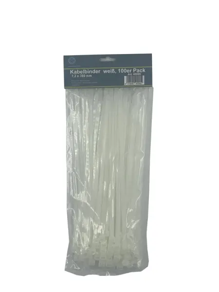 Profibau Kabelbinder BS100-112 PA66 weiß & schwarz, 100er Pack, reißfest