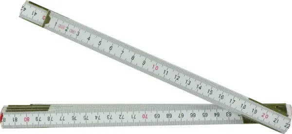 Meterstab, Holz, weiß & gelb, 2 m