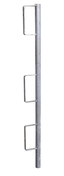 MÜBA Geländerpfosten zum Einstecken mit geschlossenen Bretthaltern, Länge 1190 mm, Rohrdurchmesser Ø38 mm, verzinkt