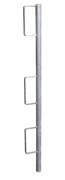 MÜBA Geländerpfosten zum Einstecken 19538 mit geschlossenen Bretthaltern, verzinkt, Länge 1190 mm, Rohrdurchmesser Ø 38 mm