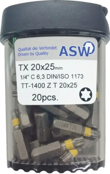 Tik-Tak Dose à 20 Stück 1/4" C 6,3 Bits - TX Länge: 25mm