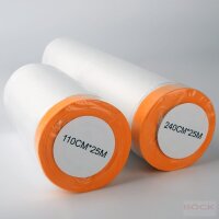 Flesta Masker Tape Abdeckfolie mit Klebeband 102-168 transparent, 110x25 & 240x25, 60 mµ, reißfest, temperaturbeständig bis 70 °C
