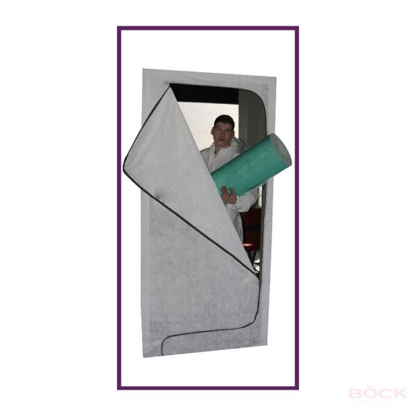 Einweg Staubschutztür m. Reißverschluss 1,10 x 2,20 m PP-Vlies weiß Schmutzschleuse - BÖCK (30.030.05)