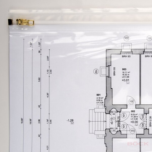 Böck Planschutzhüllen Groß-Set Test-Set.001-168 5x A0/A1/A2/A3/A4/1350/1500/1800, Wasserdicht, mit Gleitverschluss