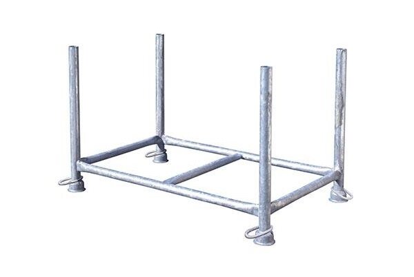 MÜBA Universal-Palette, Standrohr Ø48,3 mm, lichtes Maß zwischen den Holmen 1,43x0,87x0,70m, Tragfähigkeit 1500kg, verzinkt