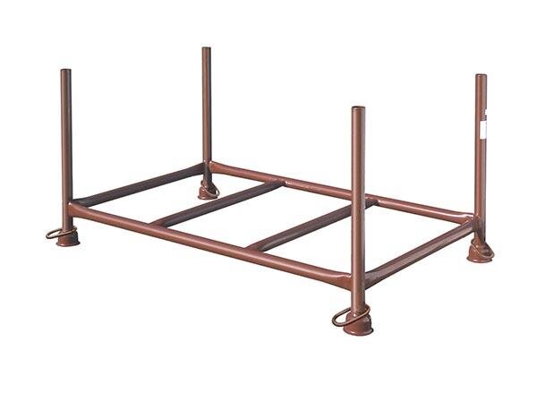 MÜBA Stapelpalette, Standrohr Ø48,3 mm, lichtes Maß zwischen den Holmen 1,50x0,87x0,60m, Tragfähigkeit 1500kg, lackiert