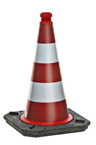 Profibau Leitkegel 62825 zweiteilig, Folie RA2B rot/weiß, 500 mm hoch, BASt-geprüft