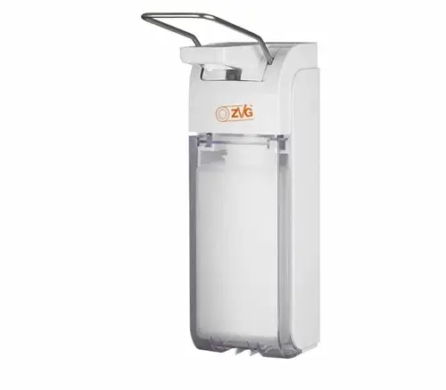 ZVG Universal-Armhebelspender 62835 Kunststoff Weiß, für 500 + 1000 ml, mit Edelstahlhebel, Wandmontage