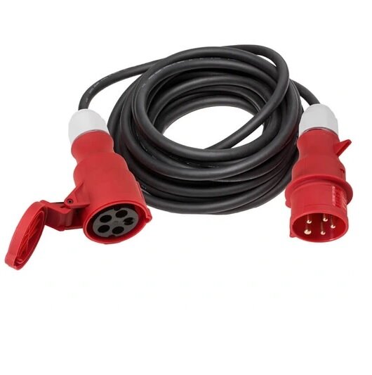Profibau Gummi-Verlängerungskabel 63011 Schwarz, H07RN-F 5G4, 400 V / 32 A, 5 m