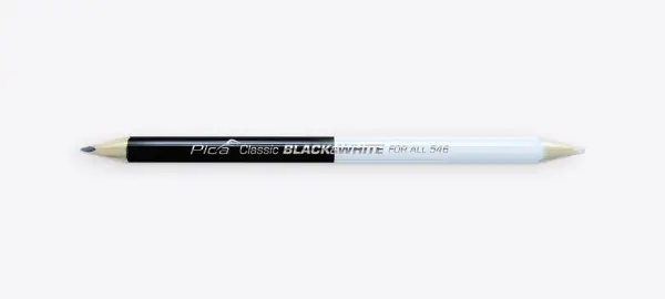 Pica-Marker Classic For All Universalbleistift 63130 Black & White, 10er-Schachtel, 3-Kant, 23 cm, Beidseitig Gespitzt, All-Graphit-Mine, Härte 2B