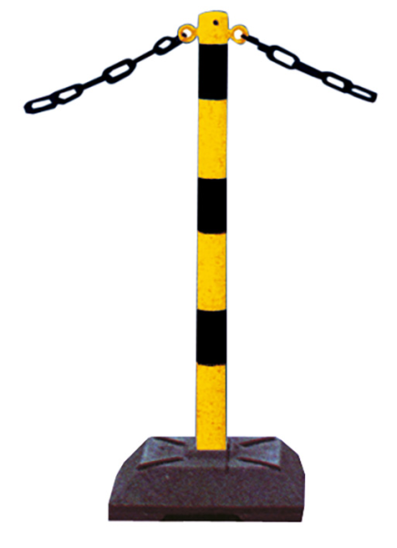 Schake Kettenständer 460KBS Stahlrohr Feuerverzinkt Gelb/Schwarz, Quadratischer Fuß, Ø 60 mm, 900 mm Länge