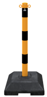 Schake Kettenständer 460KBS Stahlrohr Feuerverzinkt Gelb/Schwarz, Quadratischer Fuß, Ø 60 mm, 900 mm Länge
