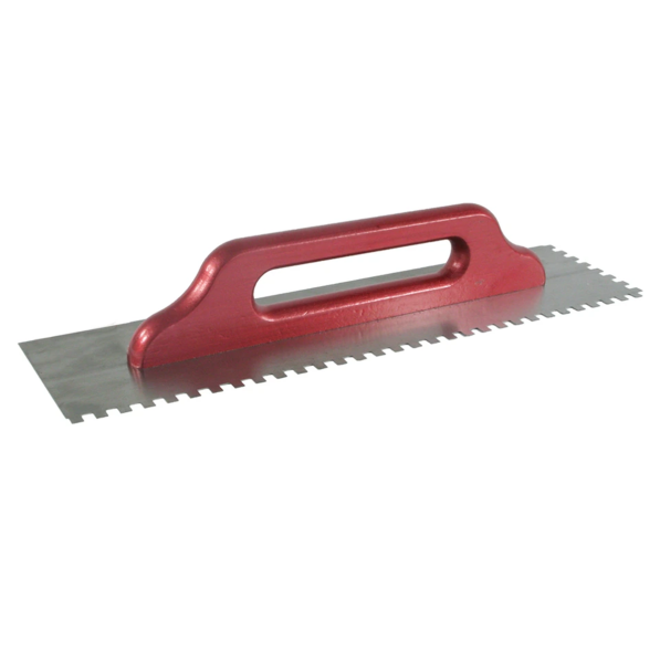 Kaufmann Aufziehglätte BS100-342 Federbandstahl, Zahnung 6x6, 8x8, 10x10, Halbmond R15, 500 x 130 mm, 2-seitig gezahnt, mit Holzgriff