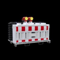 Schake Absperrschrankengitter Set V33520KA-SET6 mit Baken, Fußplatten und Lampen, 10 Stück, inklusive Transporttraverse