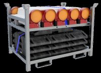 Schake Baken Set 3 V36NOX-G2-SET mit 10 Baken, Fußplatten und Lampen auf Lager- und Transportpalette, BASt geprüft