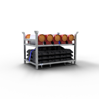 Schake Baken Set 3 V36NOX-G2-SET mit 10 Baken, Fußplatten und Lampen auf Lager- und Transportpalette, BASt geprüft