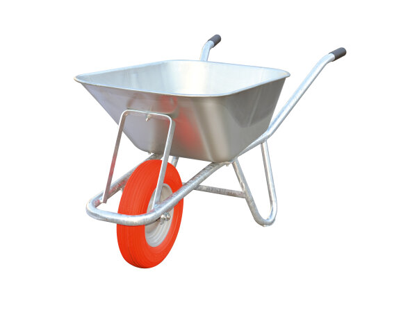 MÜBA Muldenkarre Profi 73483 feuerverzinkt, 90 l, Polymer-Rad, 200 kg Tragfähigkeit, 60 cm breit