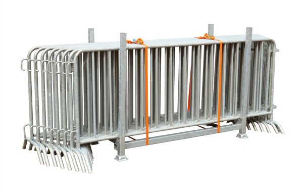 MÜBA Schweres Absperrgitter Set 19935, 15 Stück in Palette, Stahl verzinkt, 2,50 m lang, TÜV GS geprüft