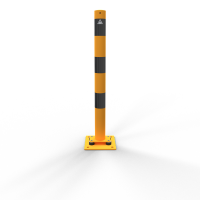 Schake Stahlrohr-Absperrpfosten BS126-V476NPBG allseits neigbar gelb/schwarz, zum Aufdübeln, 1000 mm Überflur