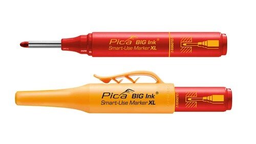 Pica Big Ink Smart-Use Marker XL BS100-738 Rot/Schwarz/Weiß, Tieflochmarker mit Köcherschoner