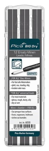 Pica BIG Dry Ersatzminen BS100-756 For-All-Graphit, Graphit 2H, Graphit 10H, rechteckig 2x5 mm, 150 mm lang