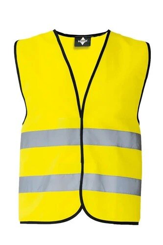 Warnweste Wolfsburg BS100-792 Gelb mit schwarzem Saum, Größe M/L/XL/XXL, EN ISO 20471, 5 cm Reflexstreifen