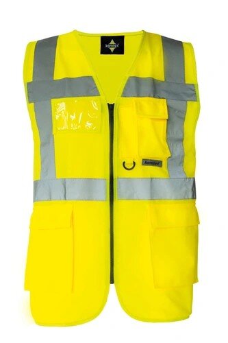 Warnweste Berlin BS100-793 Gelb & Orange L-4XL, mit Taschen und Reißverschluss, EN ISO 20471