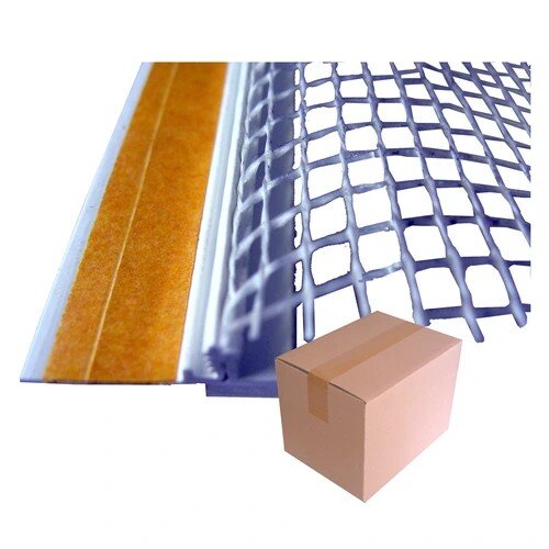 Anputzleiste BS100-900 mit WDVS-Putzgewebe, Länge 2,4 m, Stärke 6 mm und 9 mm, Hart-PVC Weiß