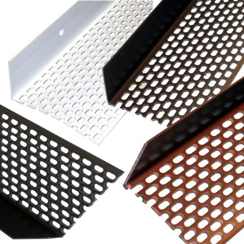 PVC-Lüftungsprofil BS100-907 30x30/30x50/30x60/30x70/30x90 in Ziegelrot/Braun/Schwarz/Weiß, 90° abgewinkelt, einseitig gelocht