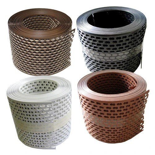 Traufgitter BS100-908 Rolle à 5 m, Rollenbreite 50/80/100/150/180 mm in Ziegelrot/Braun/Schwarz/Weiß, Hart-PVC, UV-stabilisiert