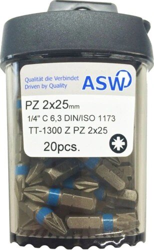 Profibau Tik-Tak Dose Bits BS100-843 PZ1/PZ2/PZ3, 1/4" C 6,3, 20-teilig