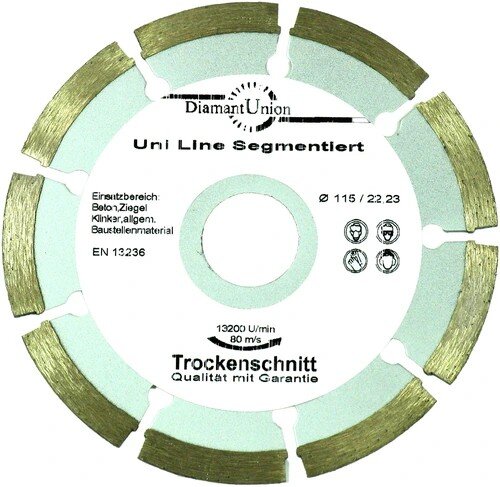 Profibau Diamanttrennscheibe Uniline BS100-869 segmentiert, Ø 115/125/230 mm, Bohrung 22,2 mm, für Beton, Ziegel, Klinker