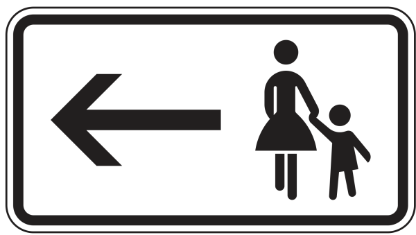 Fußgänger Gehweg gegenüber benutzen, linksweisend