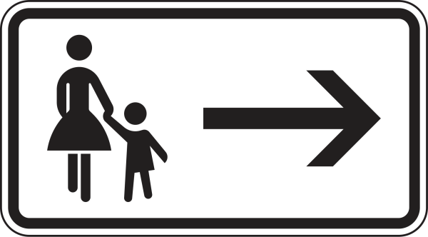 Fußgänger Gehweg gegenüber benutzen, rechtsweisend