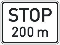 Zusatzzeichen 1004-32 „Stop mit Entfernungsangabe...