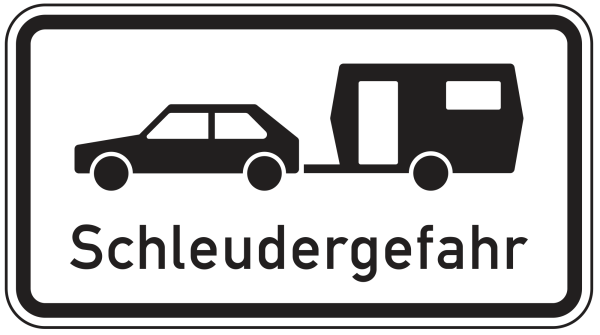 Schleudergefahr für Wohnwagengespanne an Gefällestrecken mit starkem Seitenwind auf Autobahnen