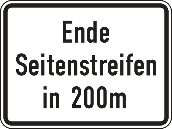 Ende Seitenstreifen in 200 m