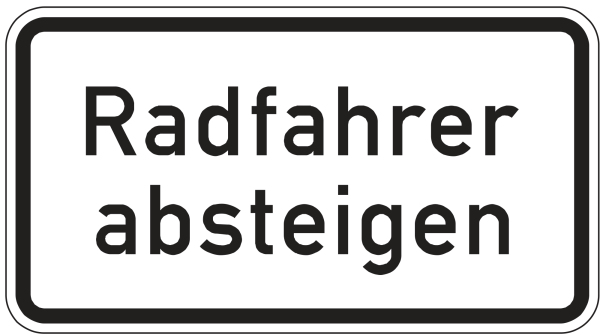 Radfahrer absteigen