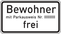 Bewohner mit Parkausweis Nr. … frei