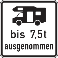 Zusatzzeichen 1024-19 „Wohnmobile mit einer...