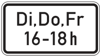 Zusatzzeichen 1042-34 „Zeitliche Beschränkung...
