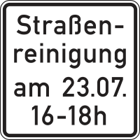 Zusatzzeichen 1042-50 „Straßenreinigung (mit...