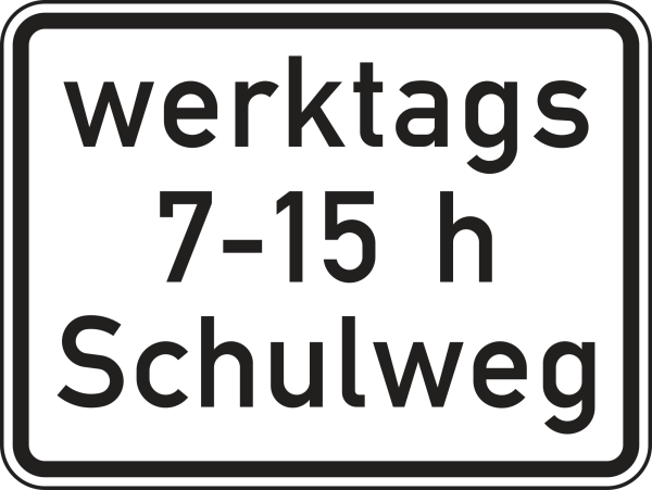Schulweg mit zeitlicher Begrenzung an Werktagen (zu Z.101 oder274)