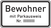 Zusatzzeichen 1044-30 „Nur Bewohner mit...