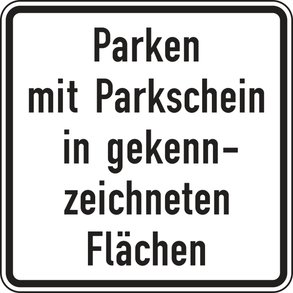 Parken mit Parkschein in gekennzeichneten Flächen