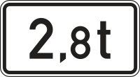 Zusatzzeichen 1060-33 „Massenangabe - 2,8 t“...