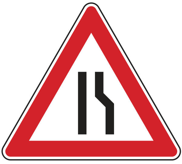 Einseitig verengte Fahrbahn, Verengung rechts