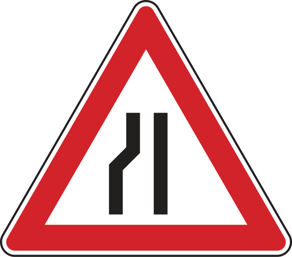 Einseitig verengte Fahrbahn, Verengung links