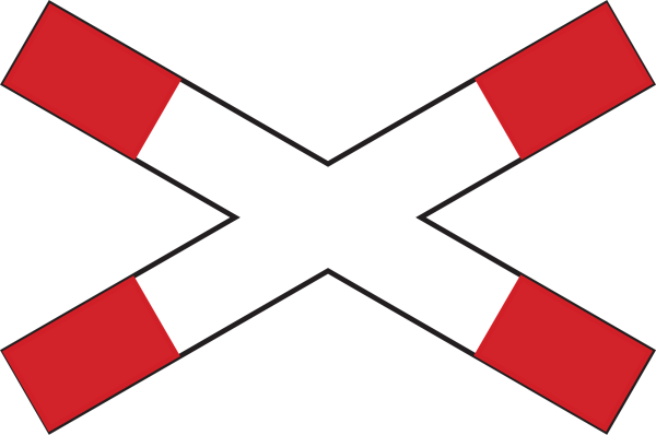 Andreaskreuz, liegend